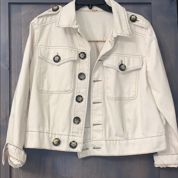 Free People Jackets & Blazers - Free People Cream Denim Jacket